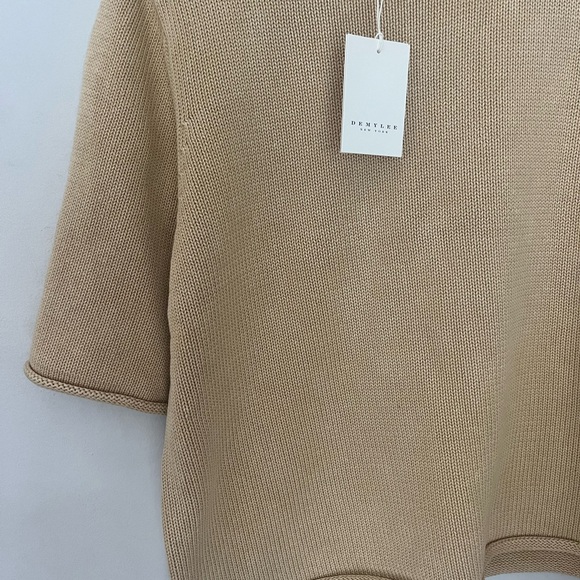 Demylee 100% cotton Ezra bone cream short sleeve sweater top medium - Picture 5 of 5